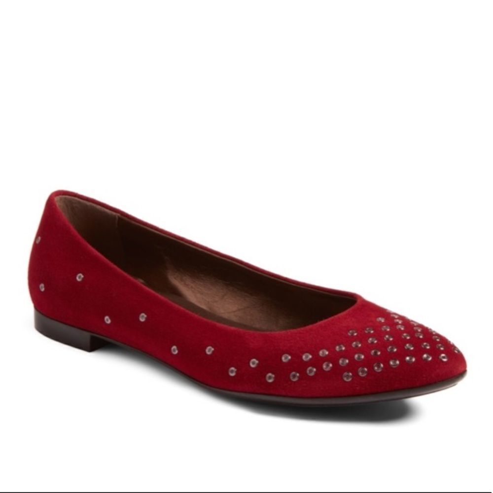 Attilio Giusti Leombruni Dark Red Leather Flats Suede New Size 38